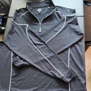 FootJoy Men's Black Quarter-Zip Performance Pullover with Contrast Stitching